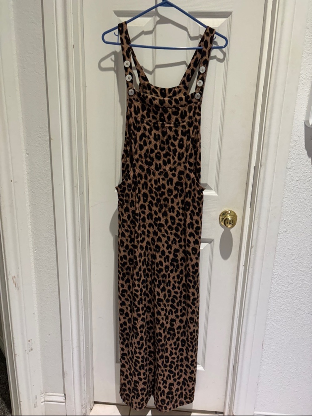 Halara Leopard Print Button Strap Overalls - Brown/Black